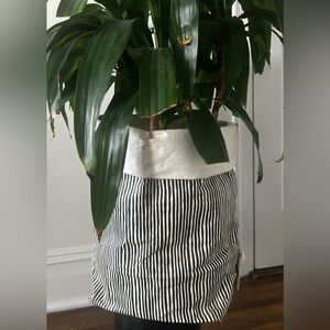 Marimekko large flower pot cover in trad striped pattern in whiteand black